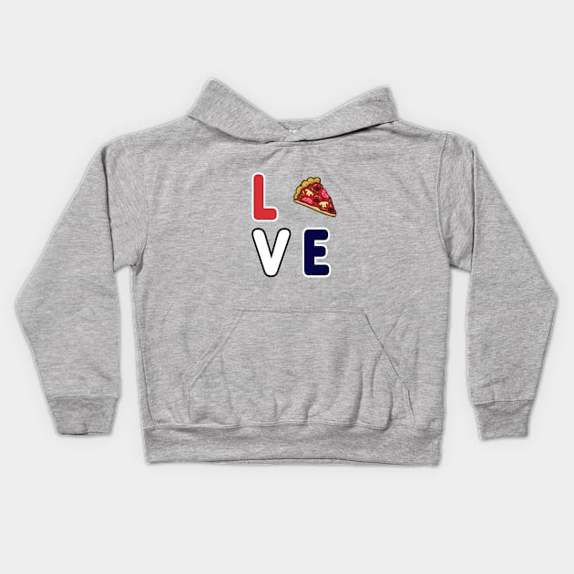 Pizza Love, Mozzarella Pepperoni Pizzeria Pie Kids Hoodie by Maxx Exchange